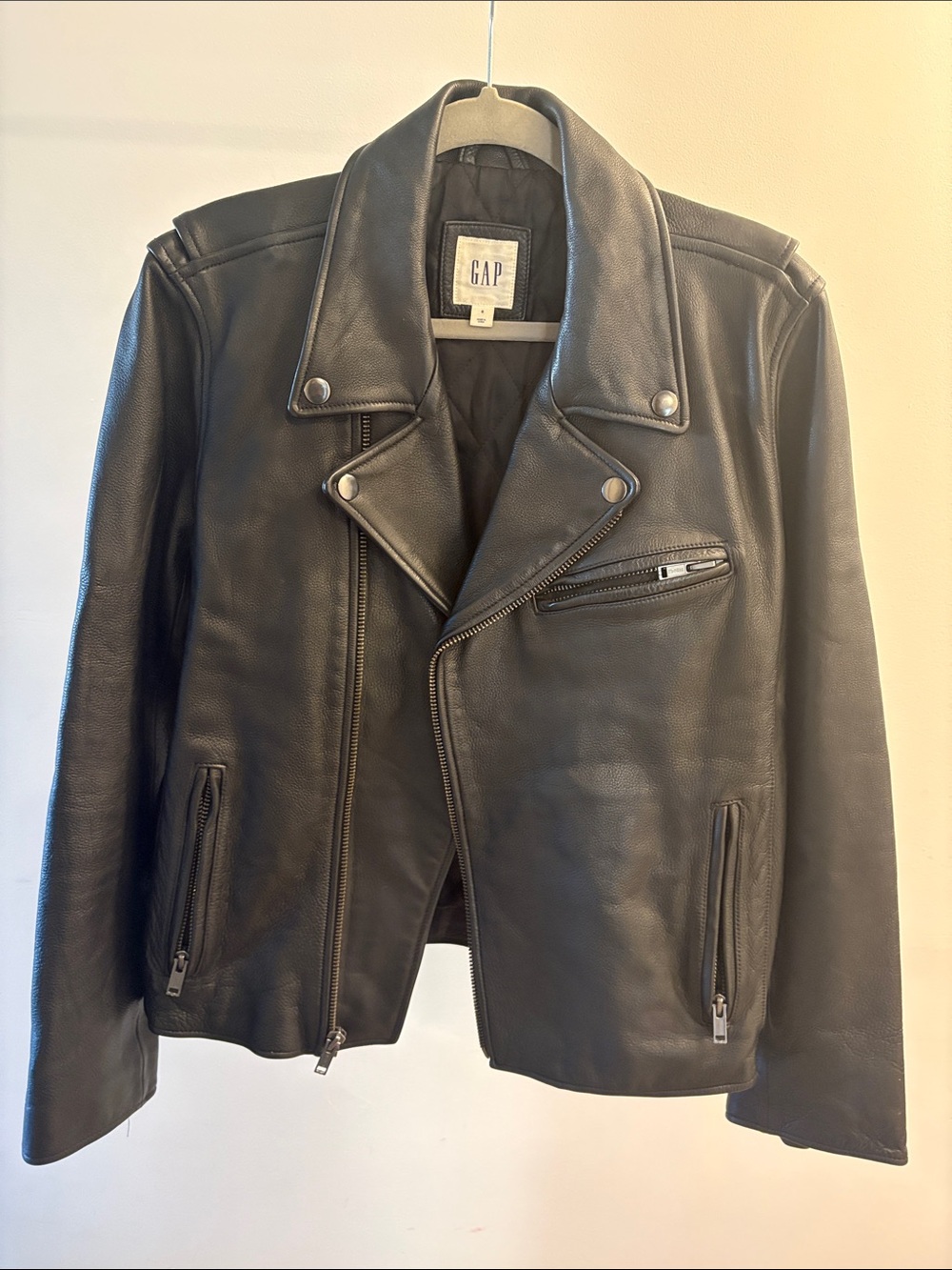 GAP Men's Black Leather Moto Jacket
